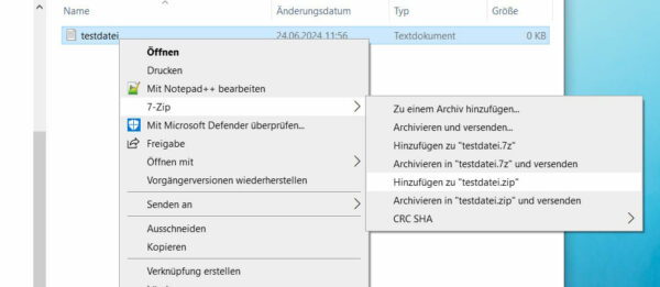 Dateien komprimieren mit 7-Zip