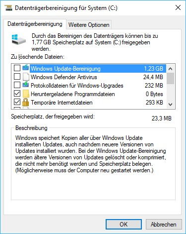 Systemdateien bereinigen bei Windows 10