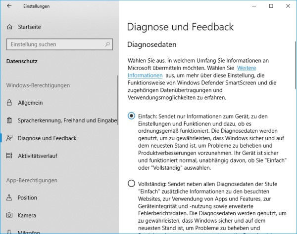 Windows 10 Diagnosedaten deaktivieren