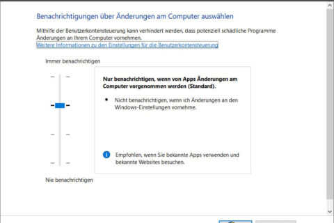 Einstellungen der Benutzerkontensteuerung ändern
