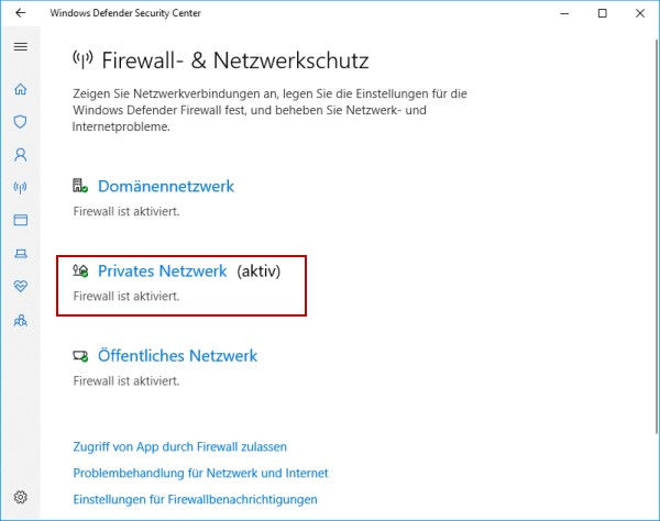 aktives Netzwerk auswählen