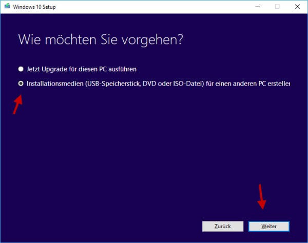 media creation tool 2 Installationsmedien für einen anderen PC erstellen