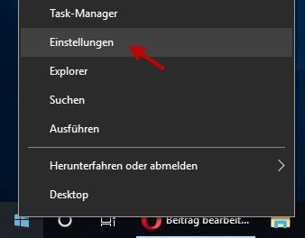 Windows-Startmenü - Einstellungen öffnen