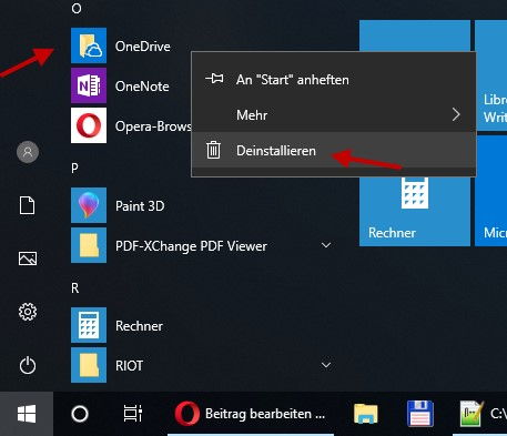 Microsoft OneDrive deinstallieren