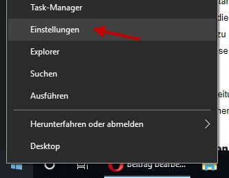 Schnellstart aktivieren - Einstellungen öffnen