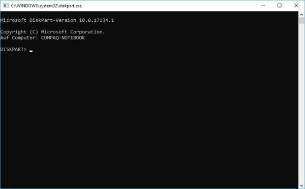 Diskpart unter Windows 10