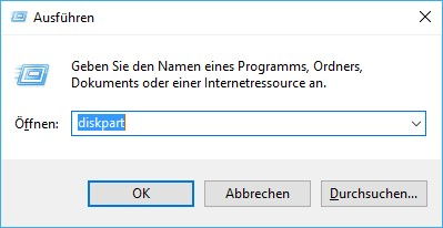 Schreibschutz deaktivieren - Diskpart öffnen