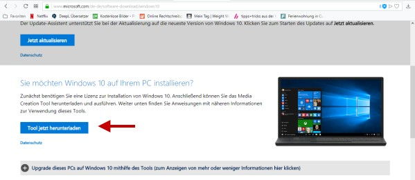 windows 10 iso download Windows 10 Media Creation Tool herunterladen
