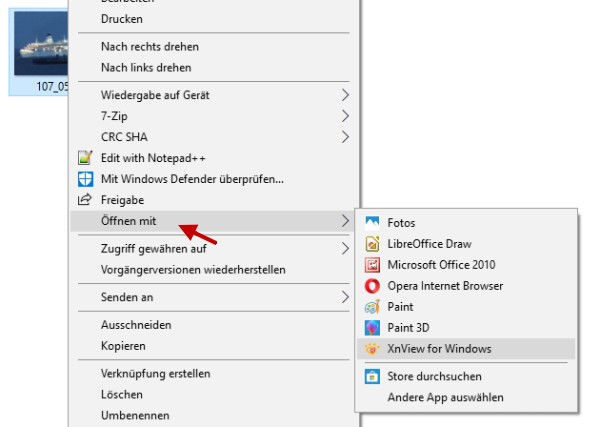 Standardprogramm festlegen über das "Öffnen mit" Kontextmenü