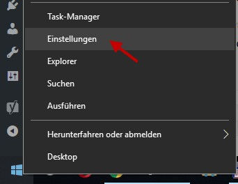 Windows-Einstellungen öffnen über das alternative Startmenü