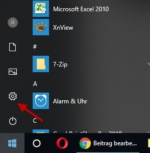Windows-Einstellungen öffnen über das Startmenü