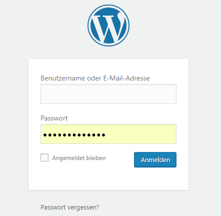 WP-Login Fenster