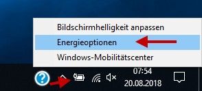 Energiesparplan Einstellungen Bild 1