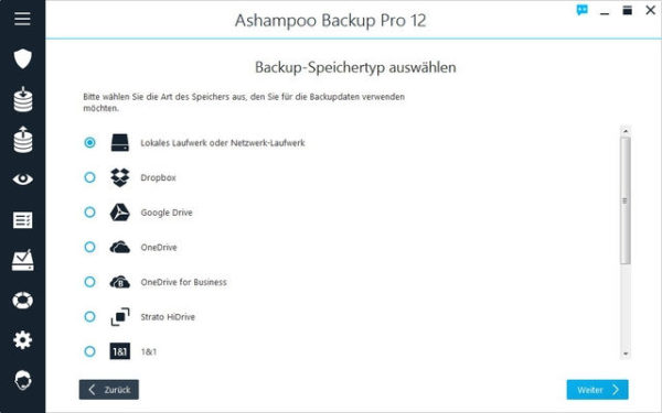 Ashampoo Backup Pro 12 Backup Auswahl