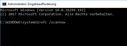 Systemdateien überprüfen mit sfc /scannow