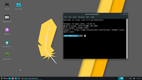 Linux Lite Screenshot vom Desktop