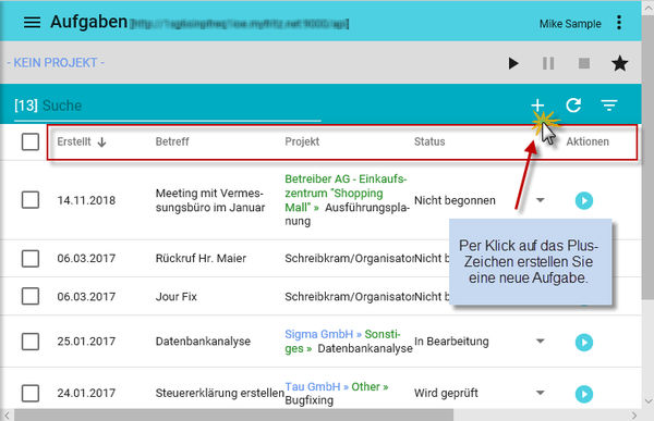 Xpert-Timer Web Aufgabe erstellen