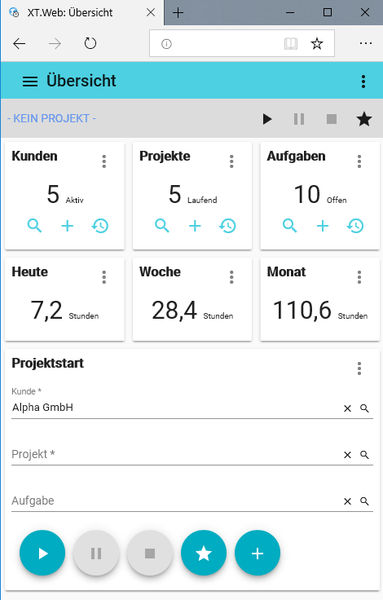 Xpert-Timer Web Oberfläche auf einem Tablet