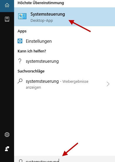 alte Systemsteuerung öffnen bei Windows 10