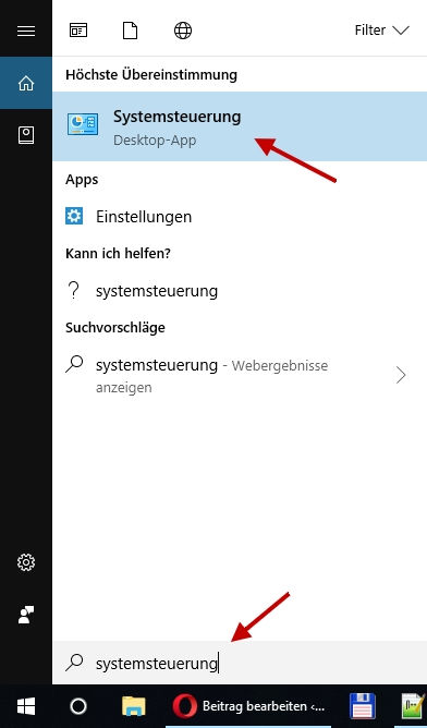 alte Systemsteuerung öffnen bei Windows 10