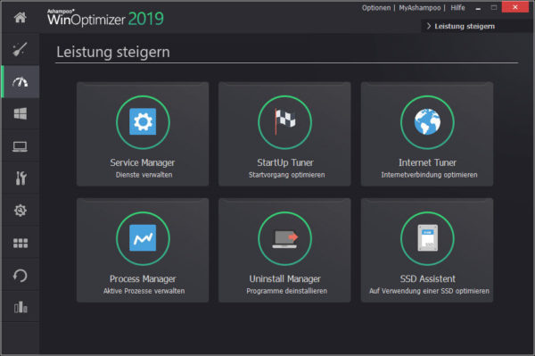 Tools zur Leistungssteigerung in Ashampoo WinOptimizer 2019
