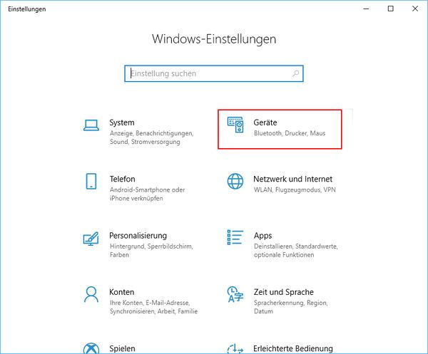 Fenster mit den Windows Einstellungen