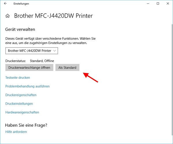 Standarddrucker festlegen bei Windows 10