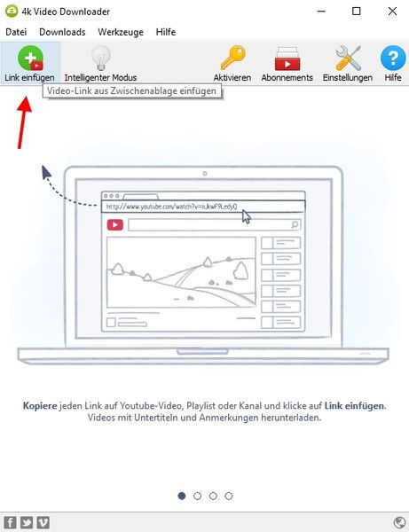 Link zum Video im 4K Video Downloader einfügen
