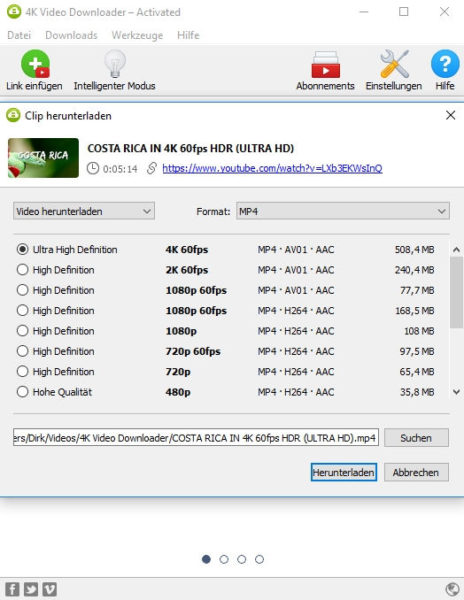 4K Videos von YouTube herunterladen mit dem 4K Video Downloader