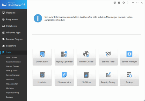 Ashampoo UnInstaller 9 Tools zur Systembereinigung