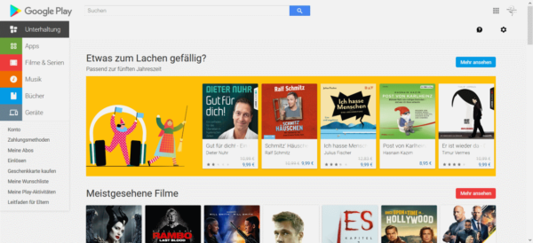 Screenshot des Google Play Store