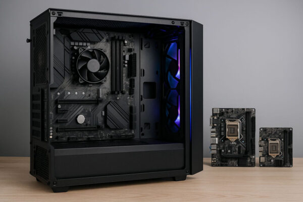 Formfaktor-Vergleich im Gaming-PC Gehäuse mit ATX, Micro-ATX und Mini-ITX Mainboard