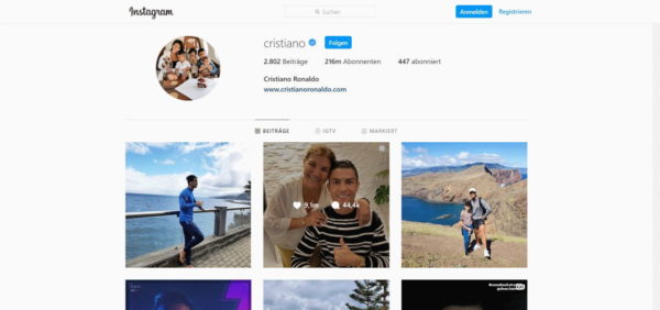 Cristiano Ronaldo auf Instagram