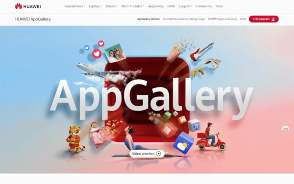 Huawei App Gallery Webseite