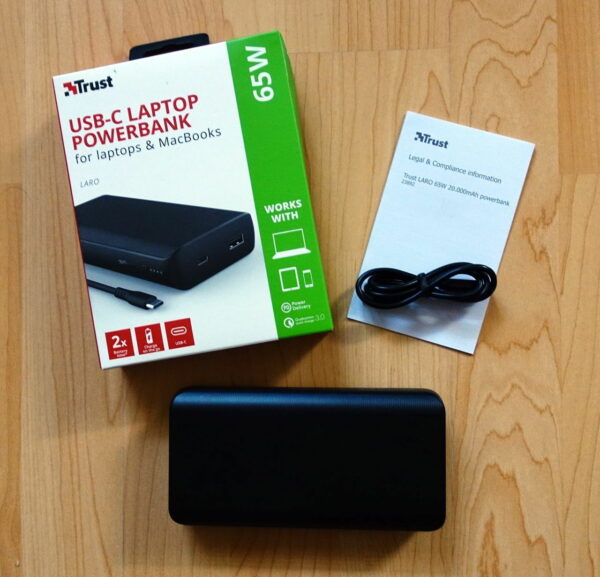 Trust Laro 65W USB-C Laptop Powerbank Lieferumfang