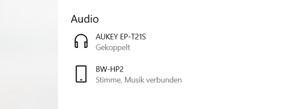 bw hp2 windows 10 gekoppelt Bluetooth-Verbindung eingerichtet