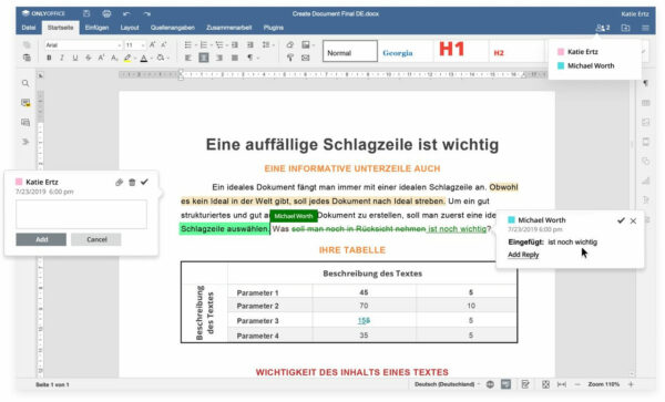Zusammenarbeit an Dokumenten in Echtzeit