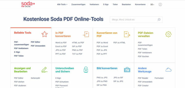 Soda PDF online Tools