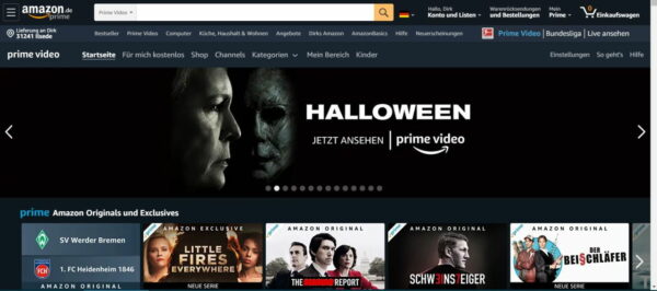 Amazon Prime Video Screenshot Webseite