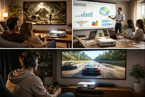 Typische Einsatzbereiche von LCD-Beamern LCD-Beamer im Einsatz für Heimkino, Präsentationen und Gaming