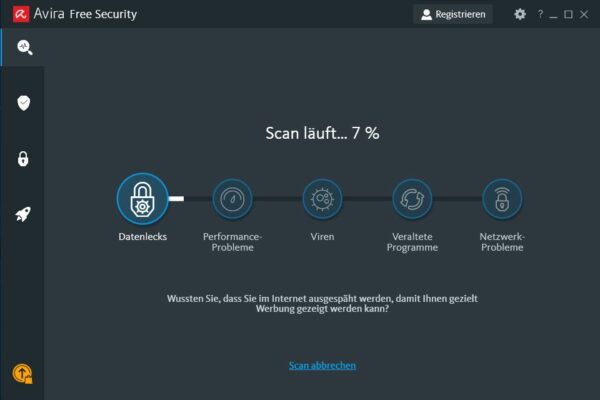 Avira Free Antivirus für Windows Scan läuft