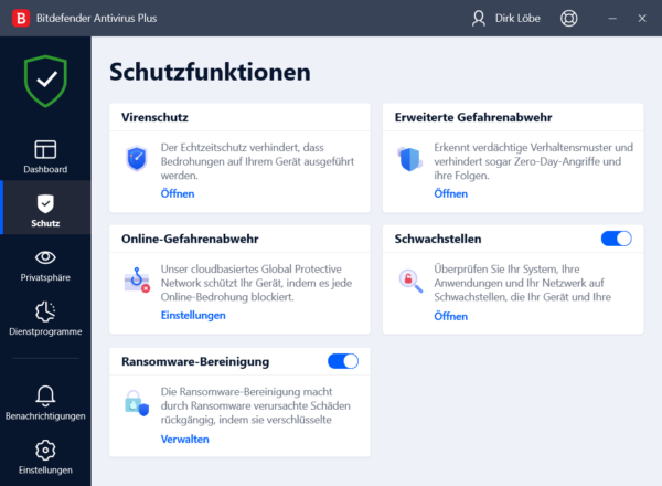 Schutz - Schutzfunktionen aktivieren oder deaktivieren