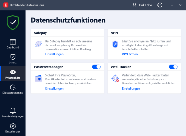 Privatsphäre - Datenschutzfunktionen