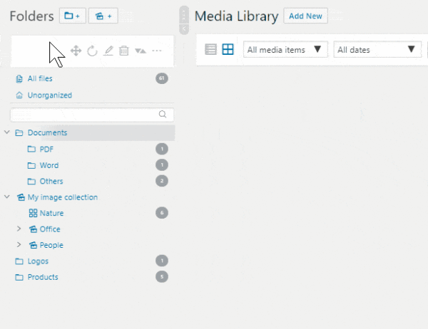 Real Media Library in der WordPress Mediathek Real Media Library in der WordPress Mediathek
