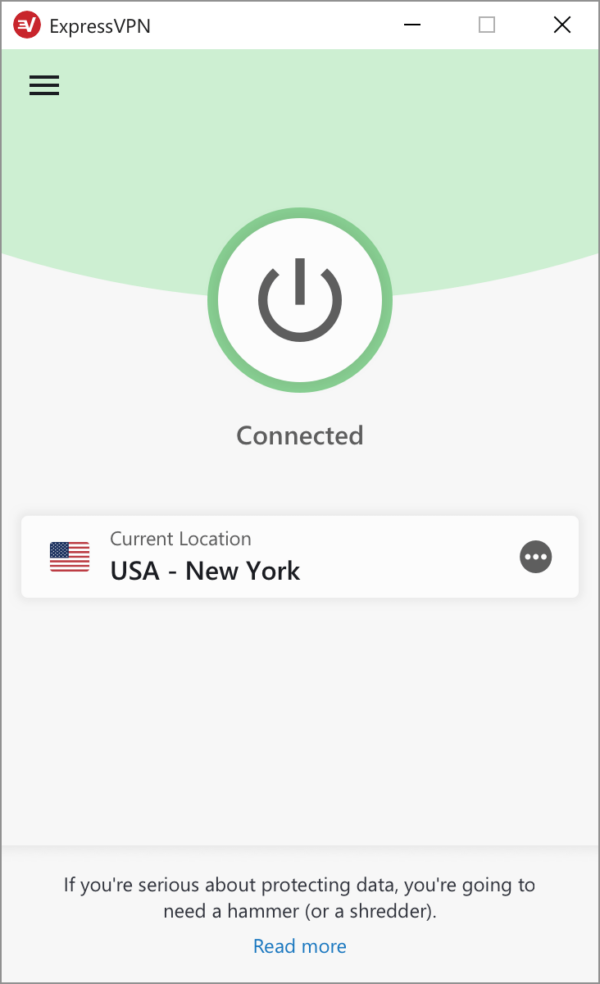 expressvpn windows verbunden screenshot Die Clients von ExpressVPN sind selbsterklärend.