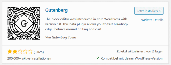 Bewertungen des Gutenberg Editor