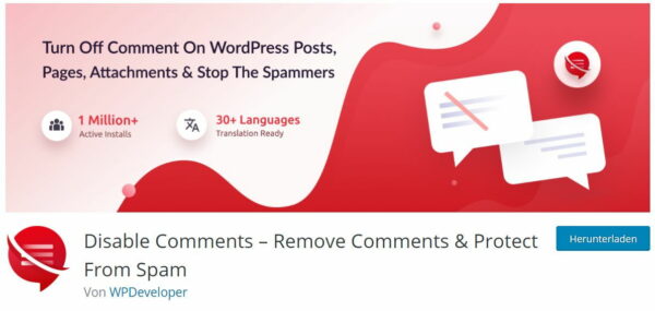 kommentare deaktivieren plugin 01 Disable Comments – Remove Comments & Protect From Spam