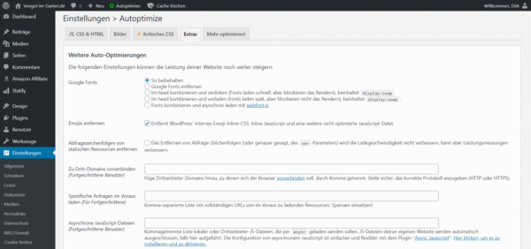 optimale Einstellungen Autoptimize Extras optimale Einstellungen Autoptimize Extras