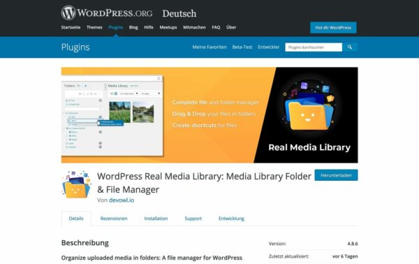 Real Media Library kostenlos auf wordpress.org herunterladen Real Media Library kostenlos auf wordpress.org herunterladen