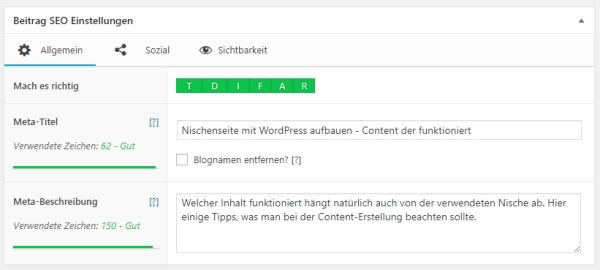 the seo framework 03 Einstellungen von Titel und Beschreibung direkt beim Bearbeiten des Beitrags